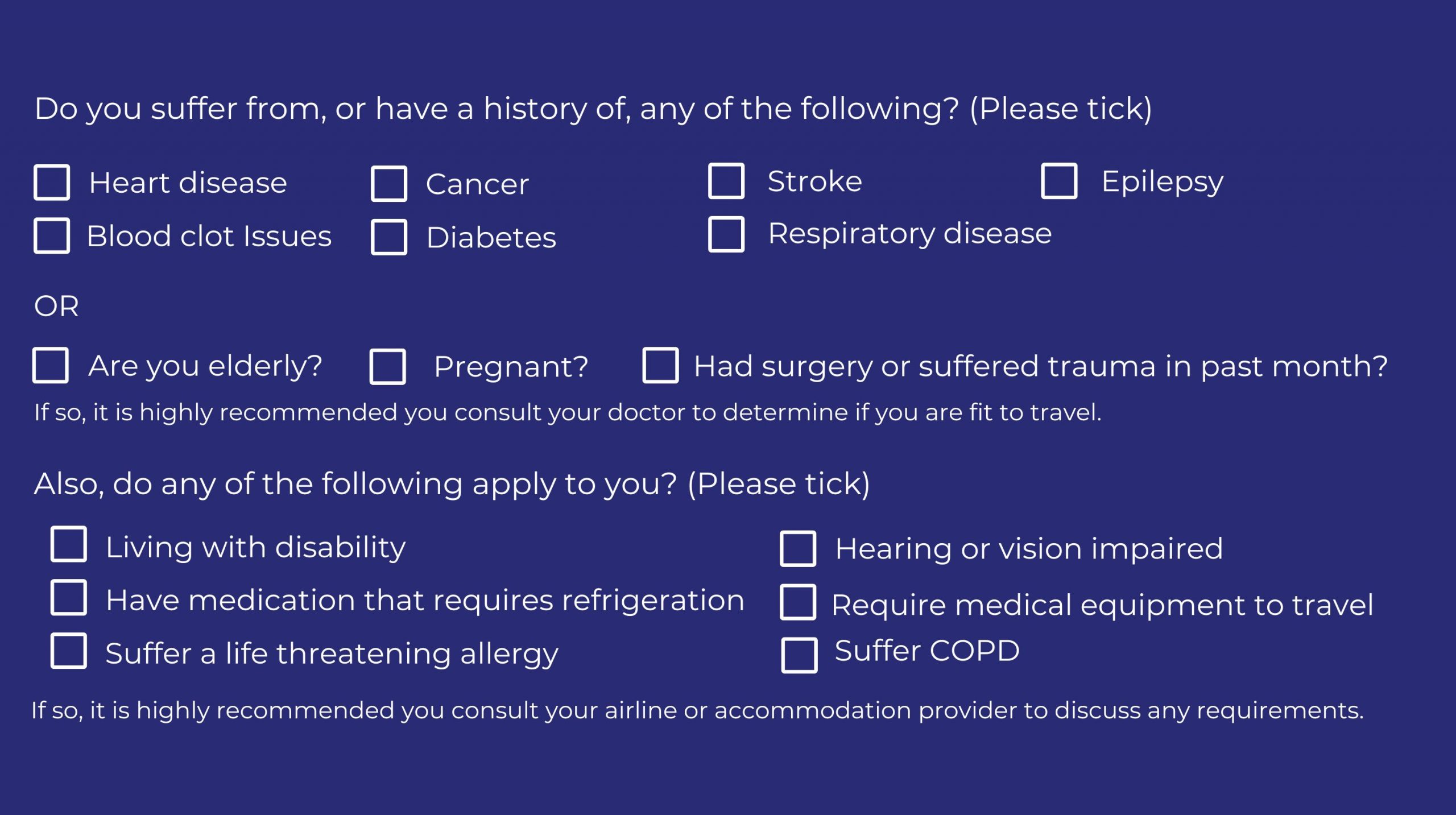 Travel checklist